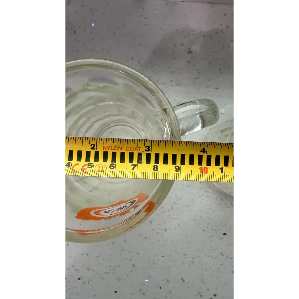 Vintage A&W Root Beer Glass Mugs Set of 2 Orange USA Map Logo Heavy Glass